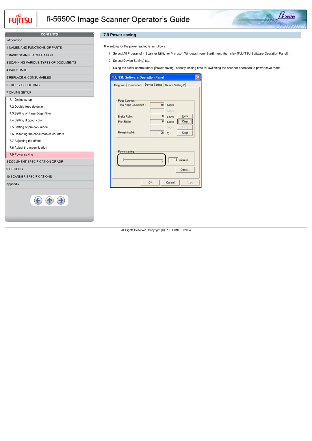 Fujitsu fi-5650C specifications Power saving 