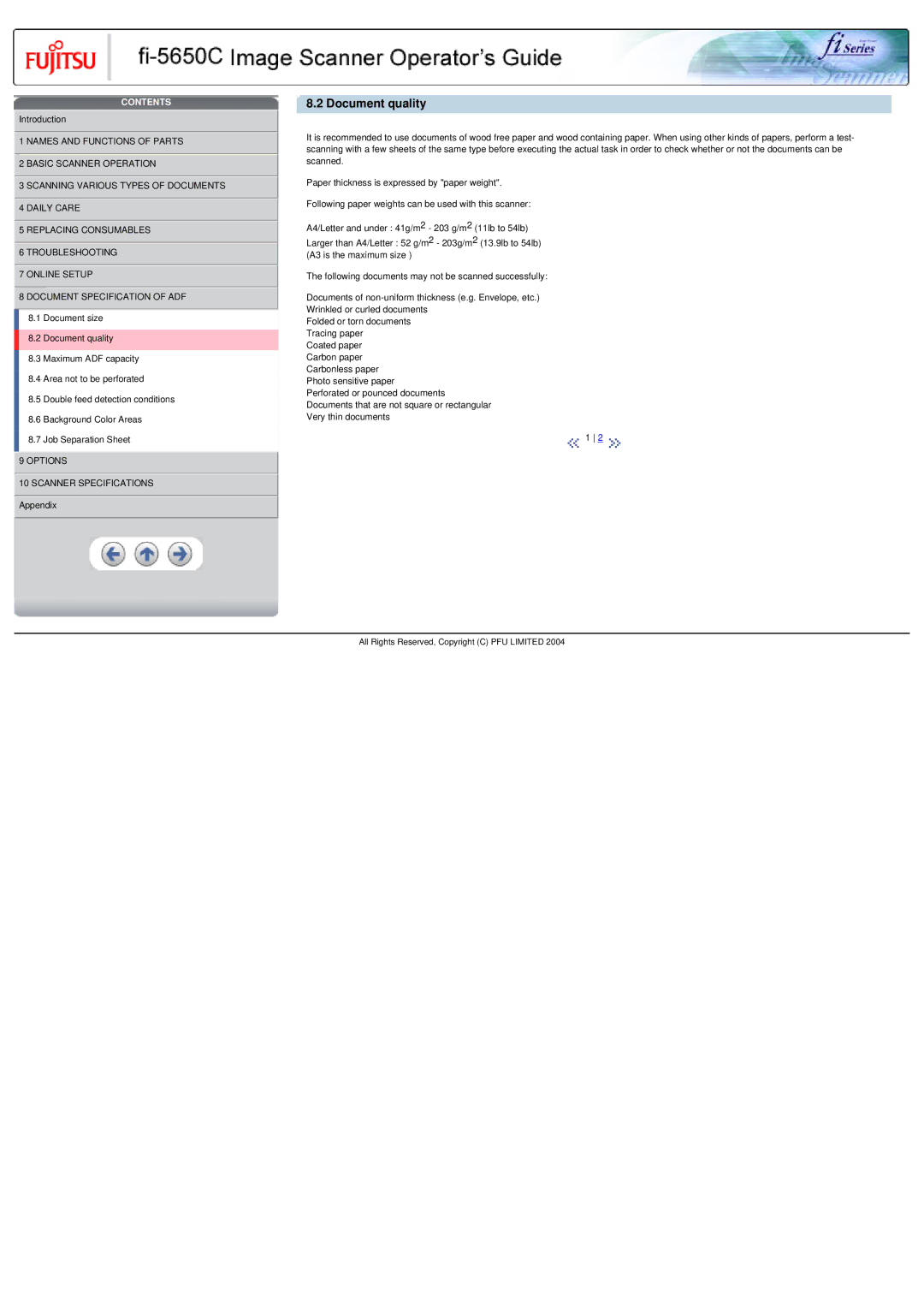 Fujitsu fi-5650C specifications Document quality 