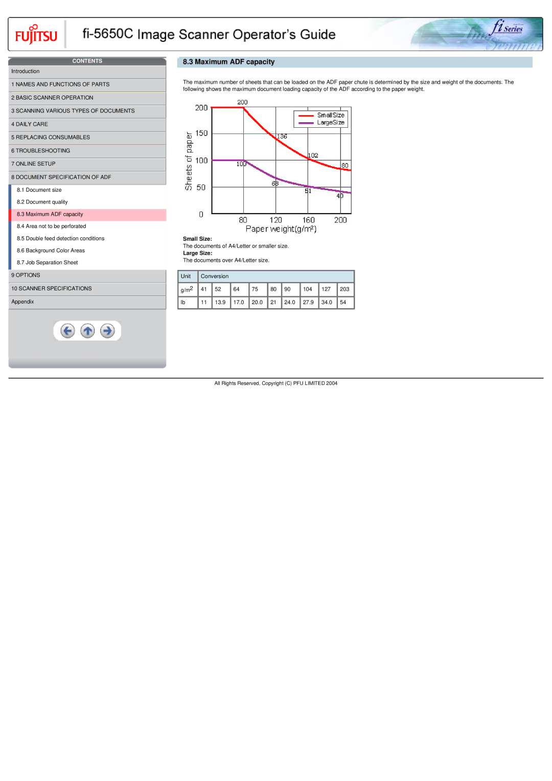 Fujitsu fi-5650C specifications Maximum ADF capacity, Large Size 