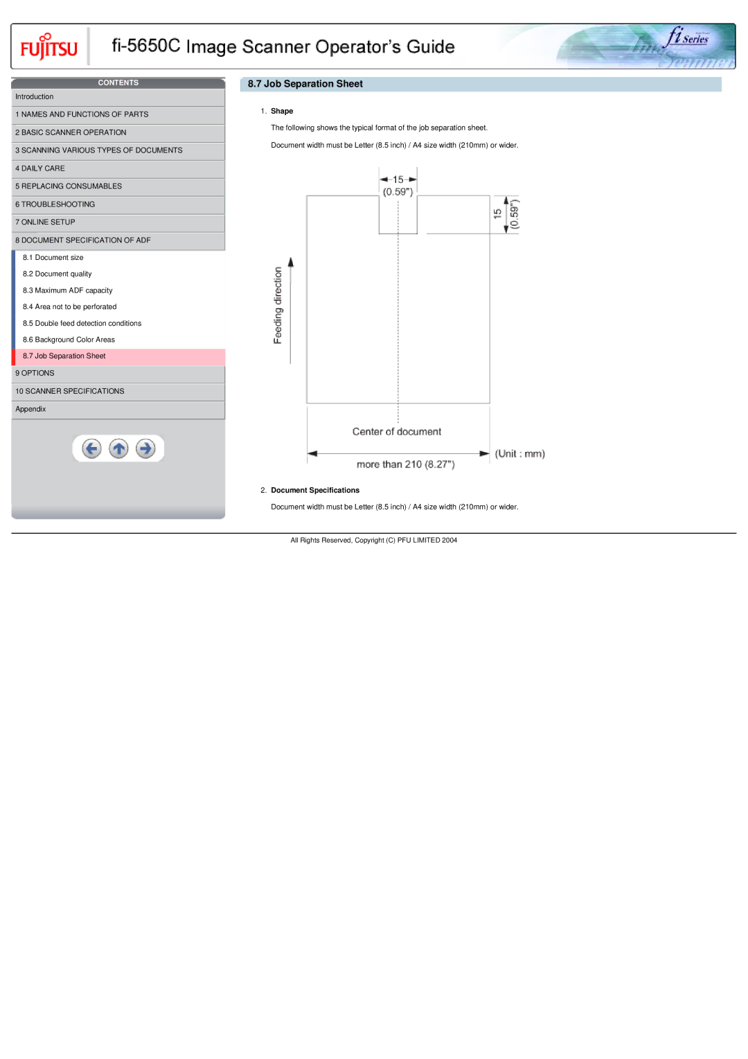 Fujitsu fi-5650C specifications Job Separation Sheet, Shape 