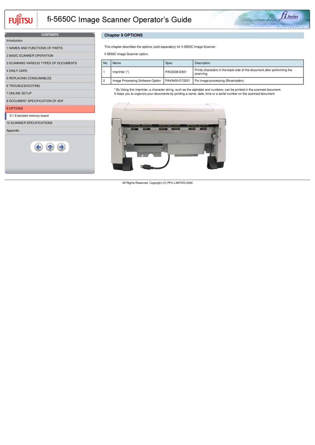 Fujitsu fi-5650C specifications Options 