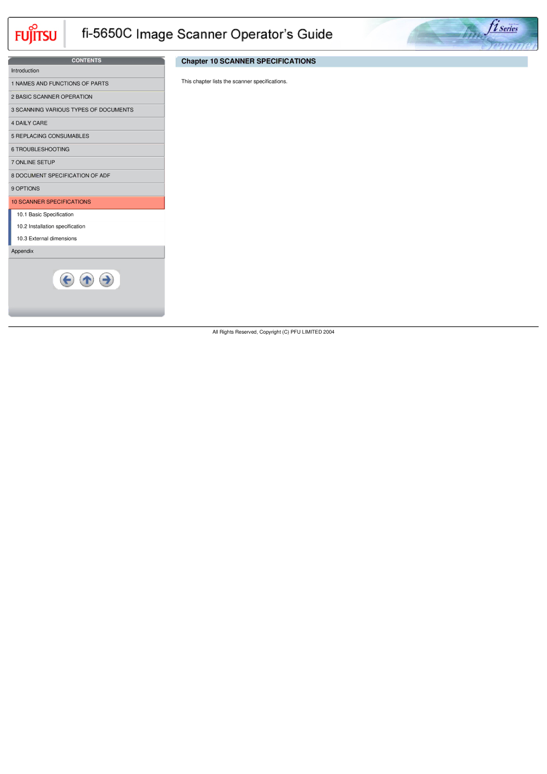 Fujitsu fi-5650C specifications Scanner Specifications 