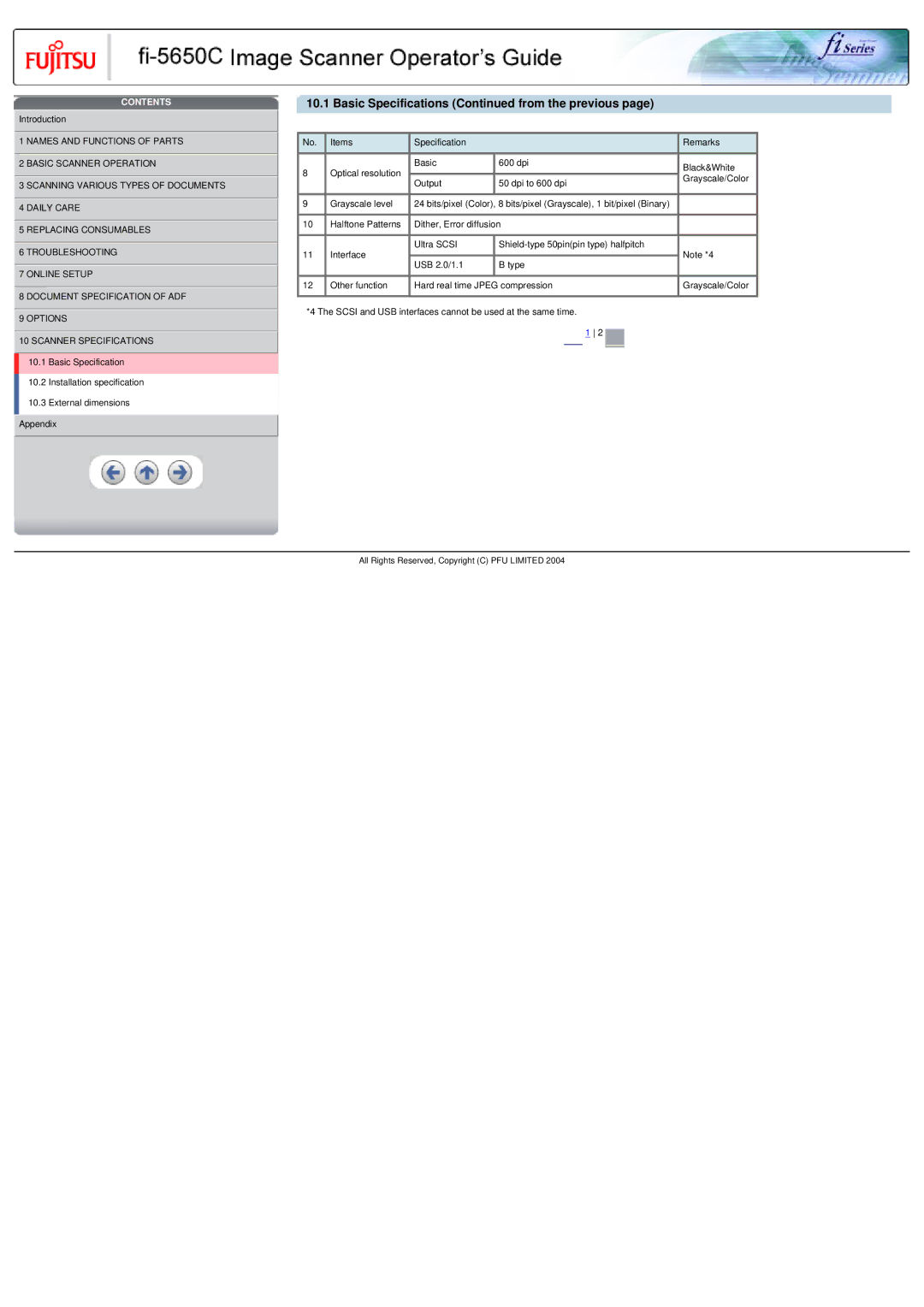 Fujitsu fi-5650C specifications Basic Specifications from the previous 