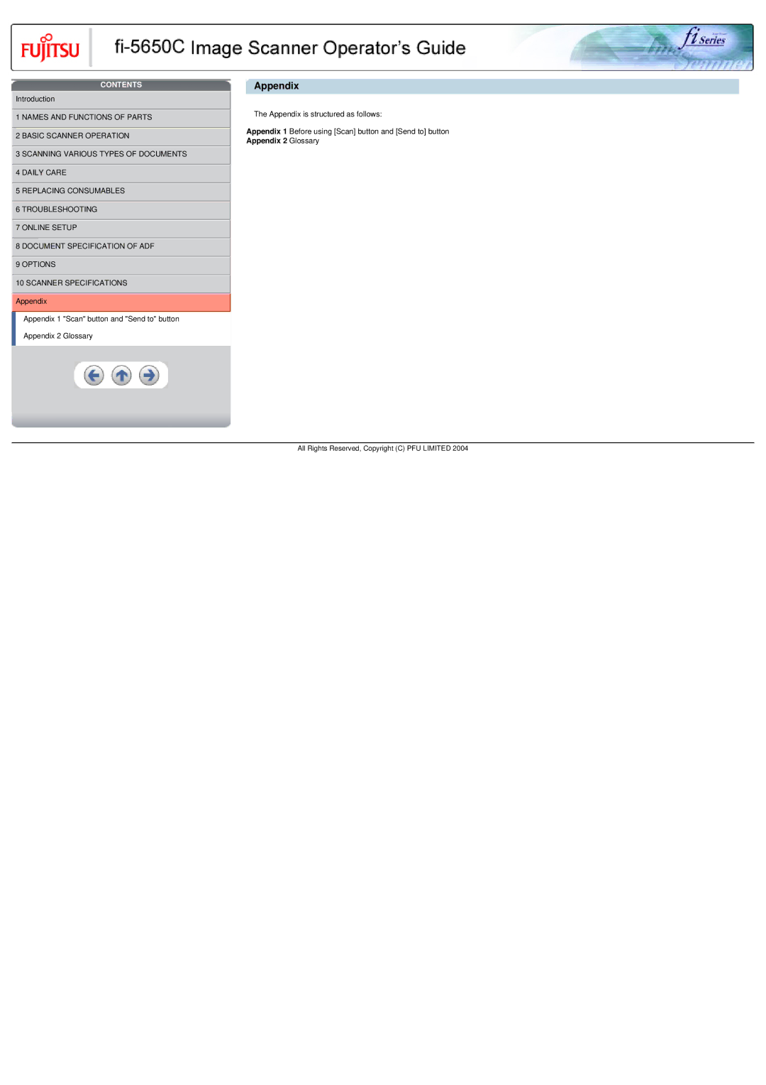 Fujitsu fi-5650C specifications Appendix 