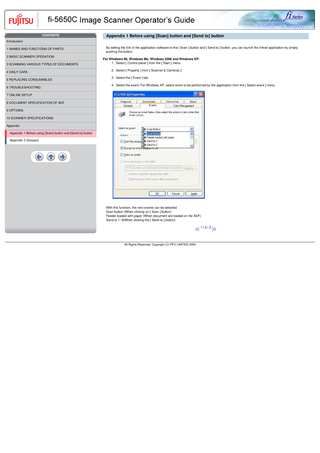 Fujitsu fi-5650C specifications Appendix 1 Before using Scan button and Send to button 