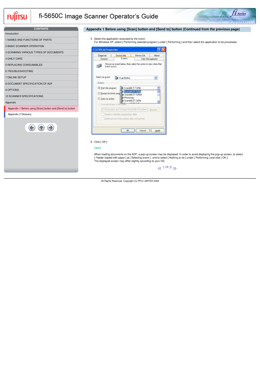 Fujitsu fi-5650C specifications Hint 