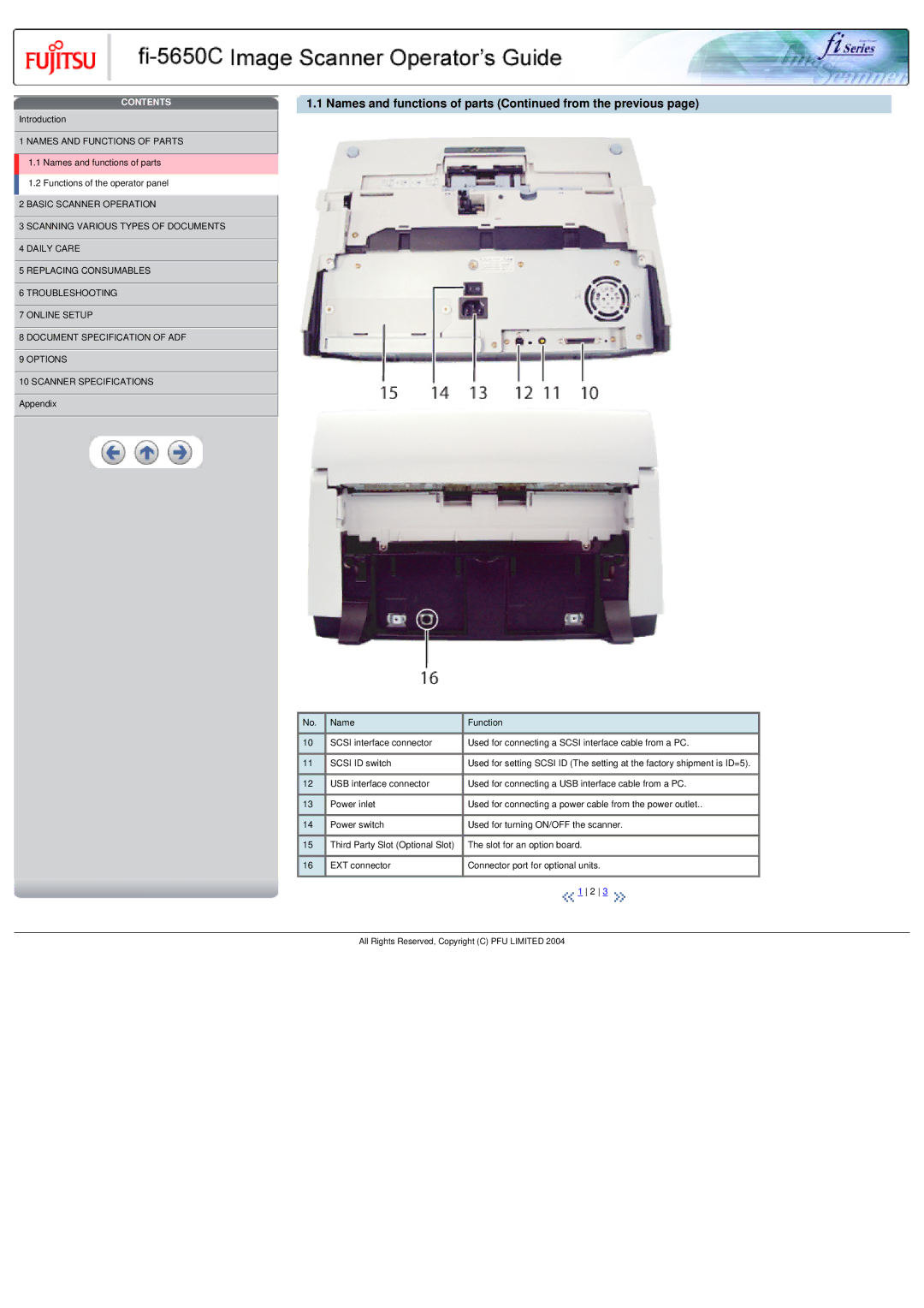 Fujitsu fi-5650C specifications Names and functions of parts from the previous 