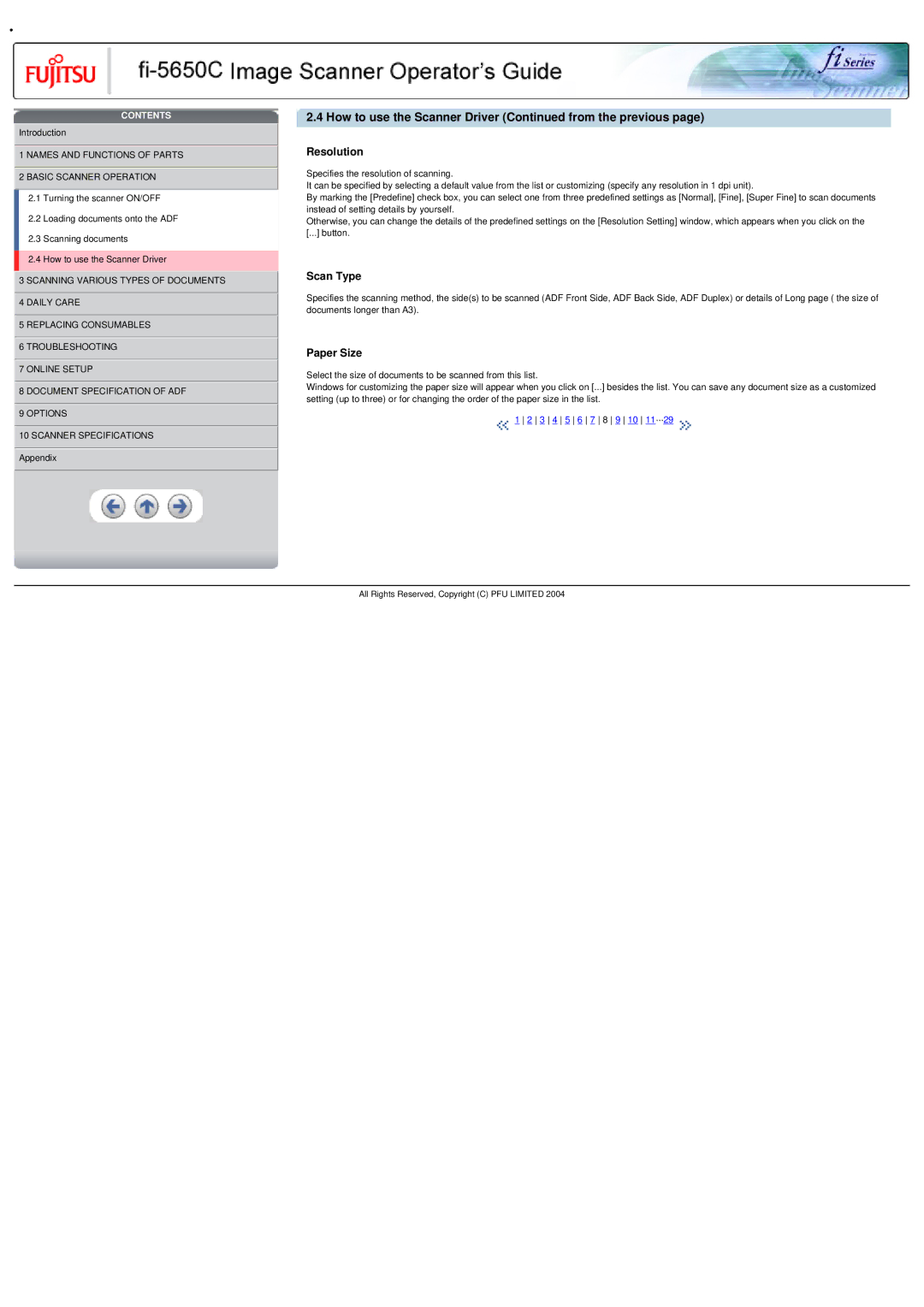 Fujitsu fi-5650C specifications Resolution, Scan Type, Paper Size 