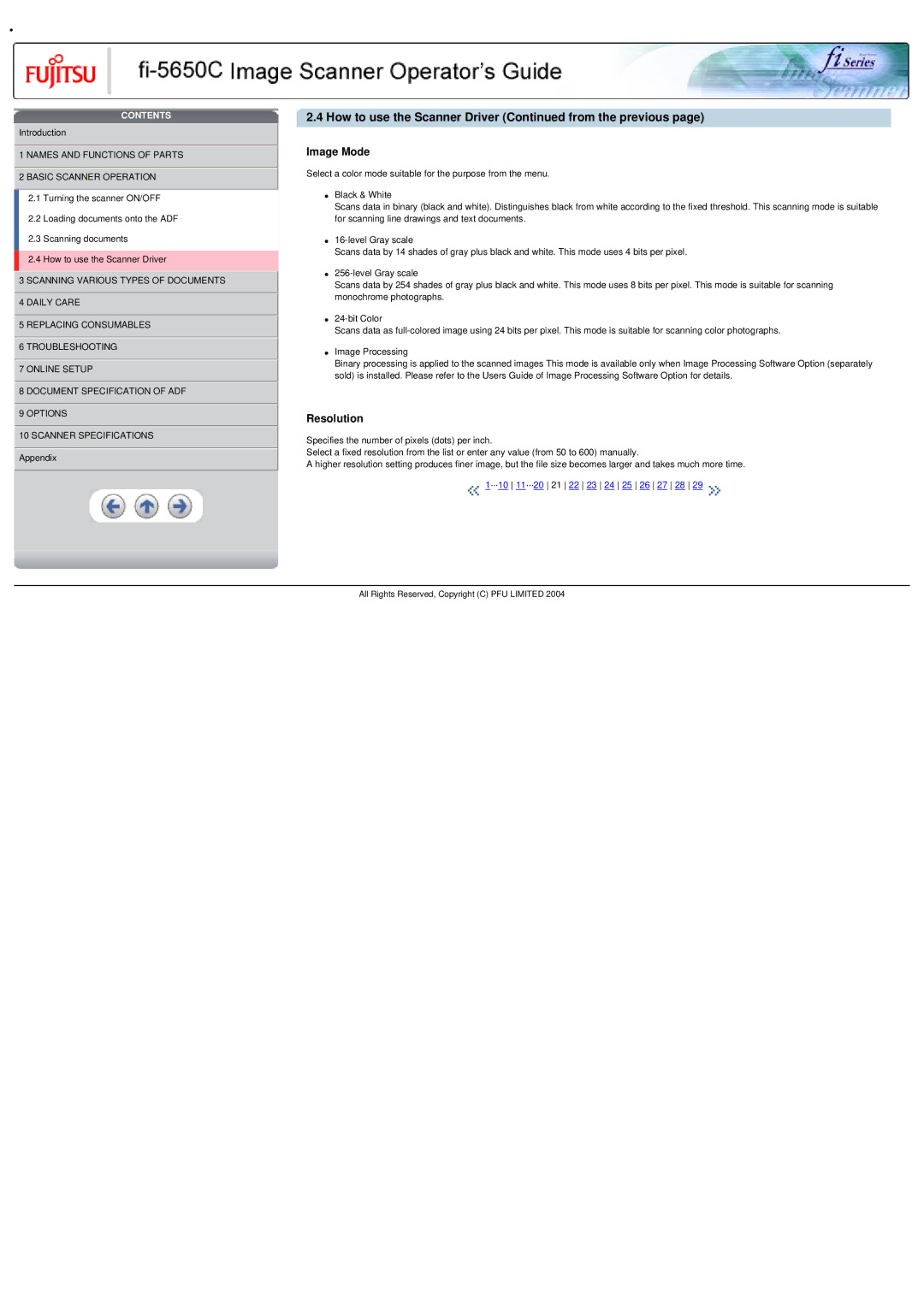 Fujitsu fi-5650C specifications Image Mode 