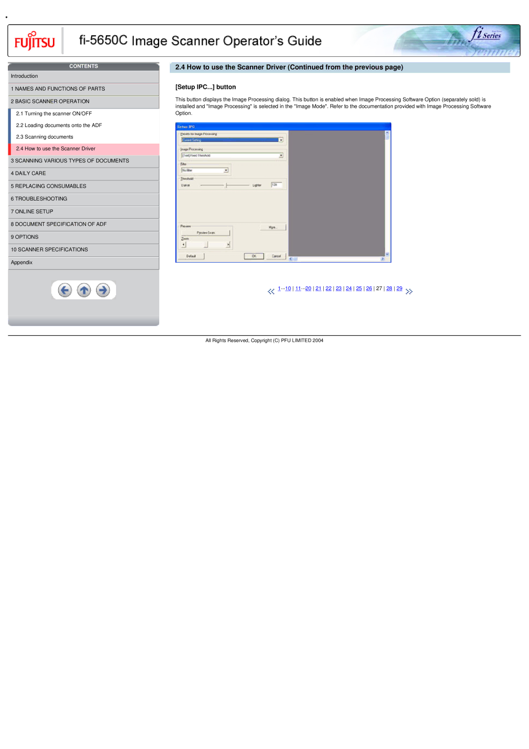 Fujitsu fi-5650C specifications Setup IPC... button 