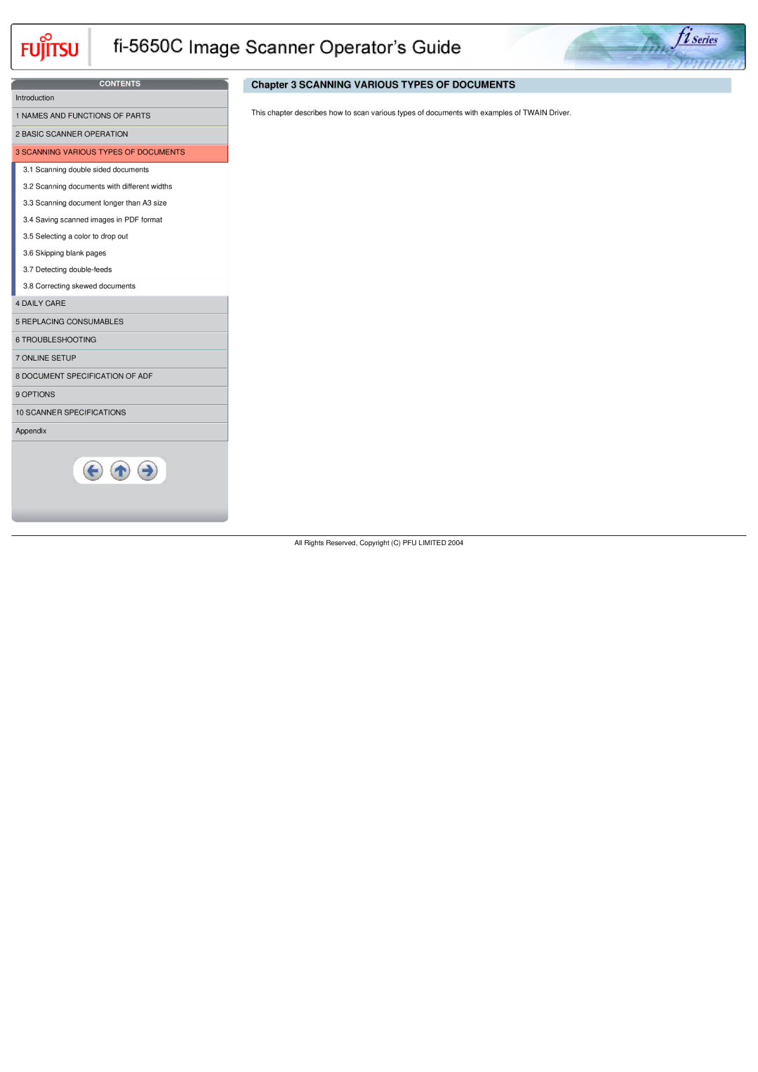 Fujitsu fi-5650C specifications Scanning Various Types of Documents, Names and Functions of Parts Basic Scanner Operation 