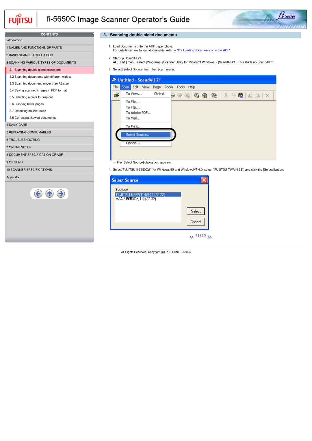 Fujitsu fi-5650C specifications Scanning double sided documents 