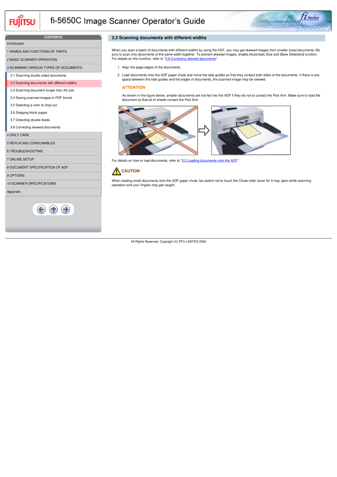 Fujitsu fi-5650C specifications Scanning documents with different widths 