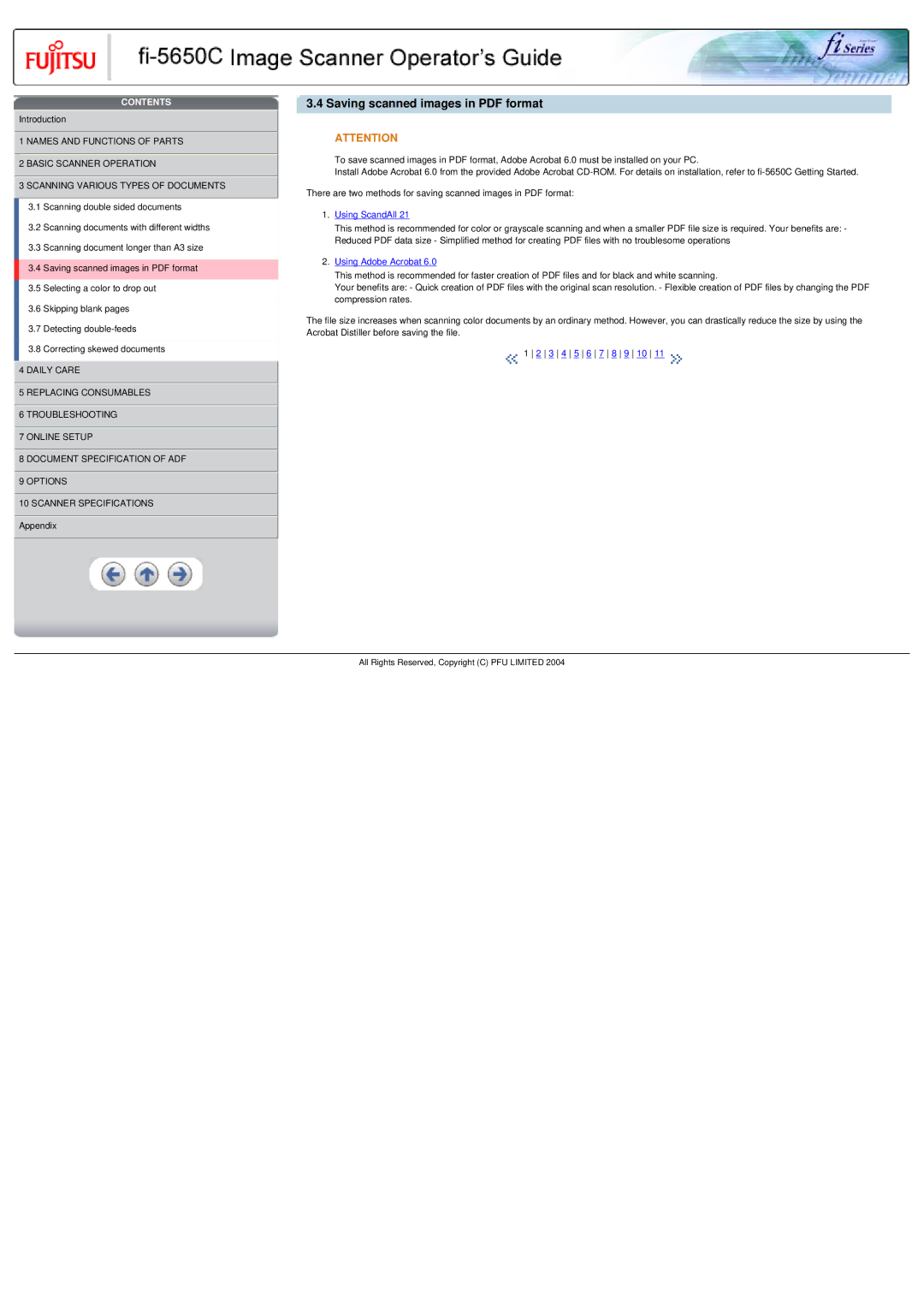 Fujitsu fi-5650C specifications Using ScandAll Using Adobe Acrobat 