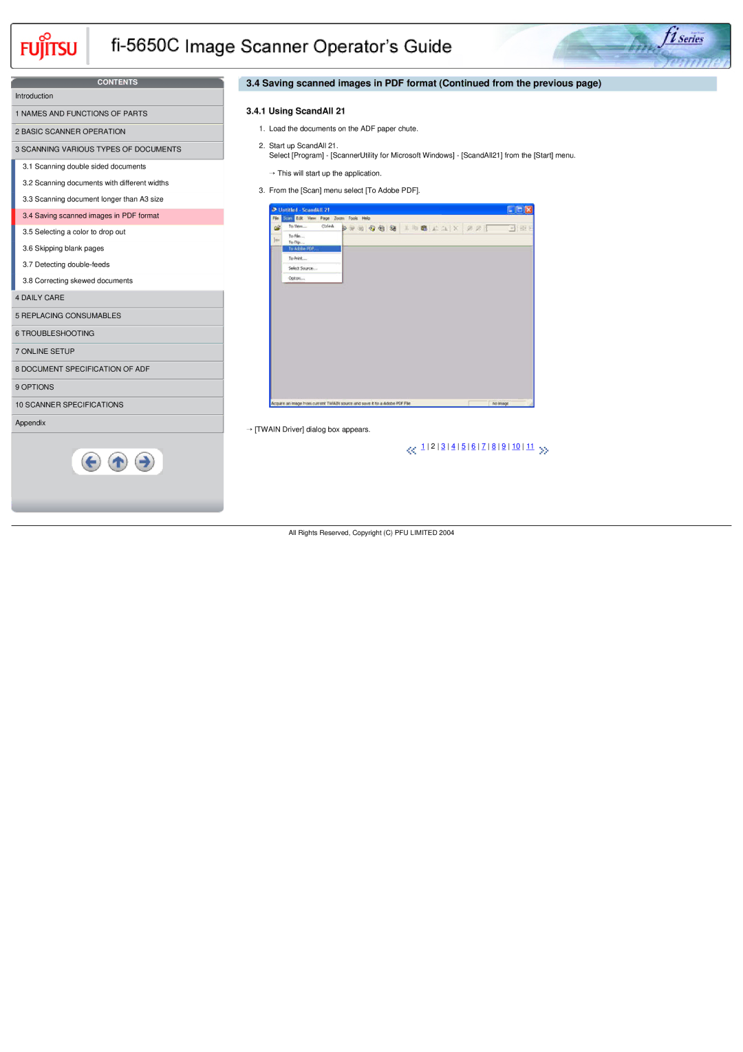 Fujitsu fi-5650C specifications Using ScandAll 