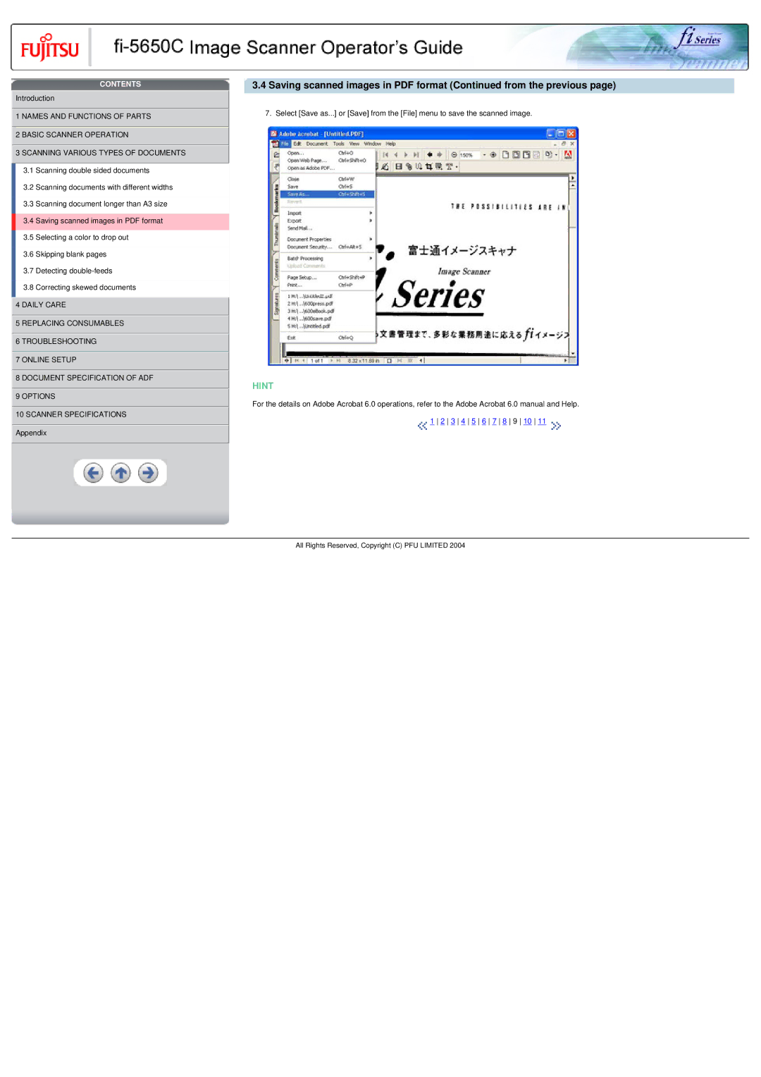 Fujitsu fi-5650C specifications Hint 