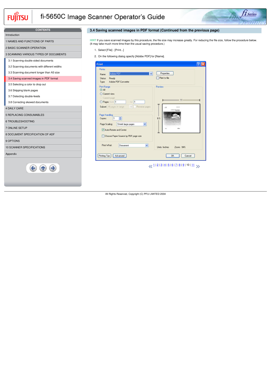 Fujitsu fi-5650C specifications Contents 