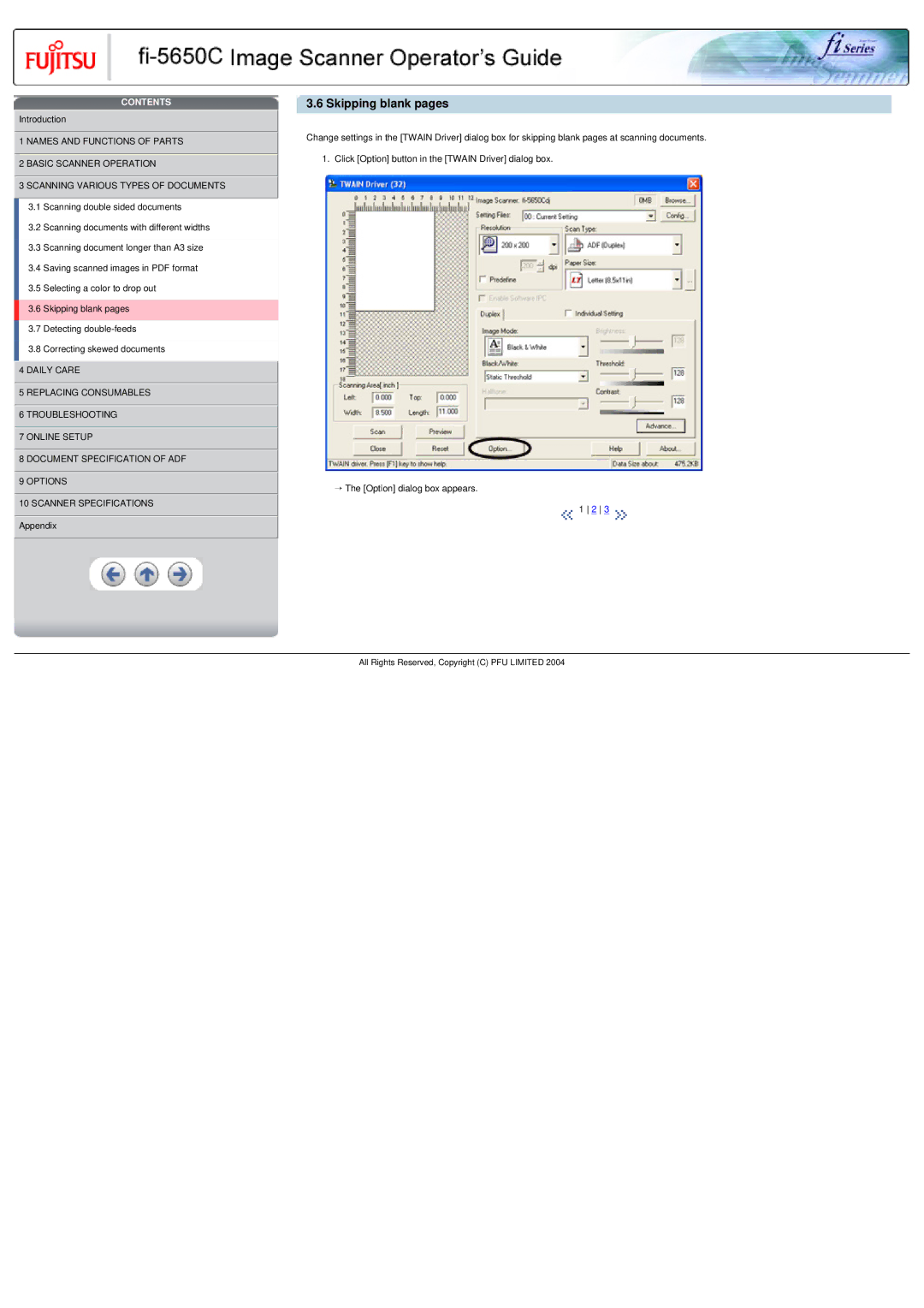 Fujitsu fi-5650C specifications Skipping blank pages 