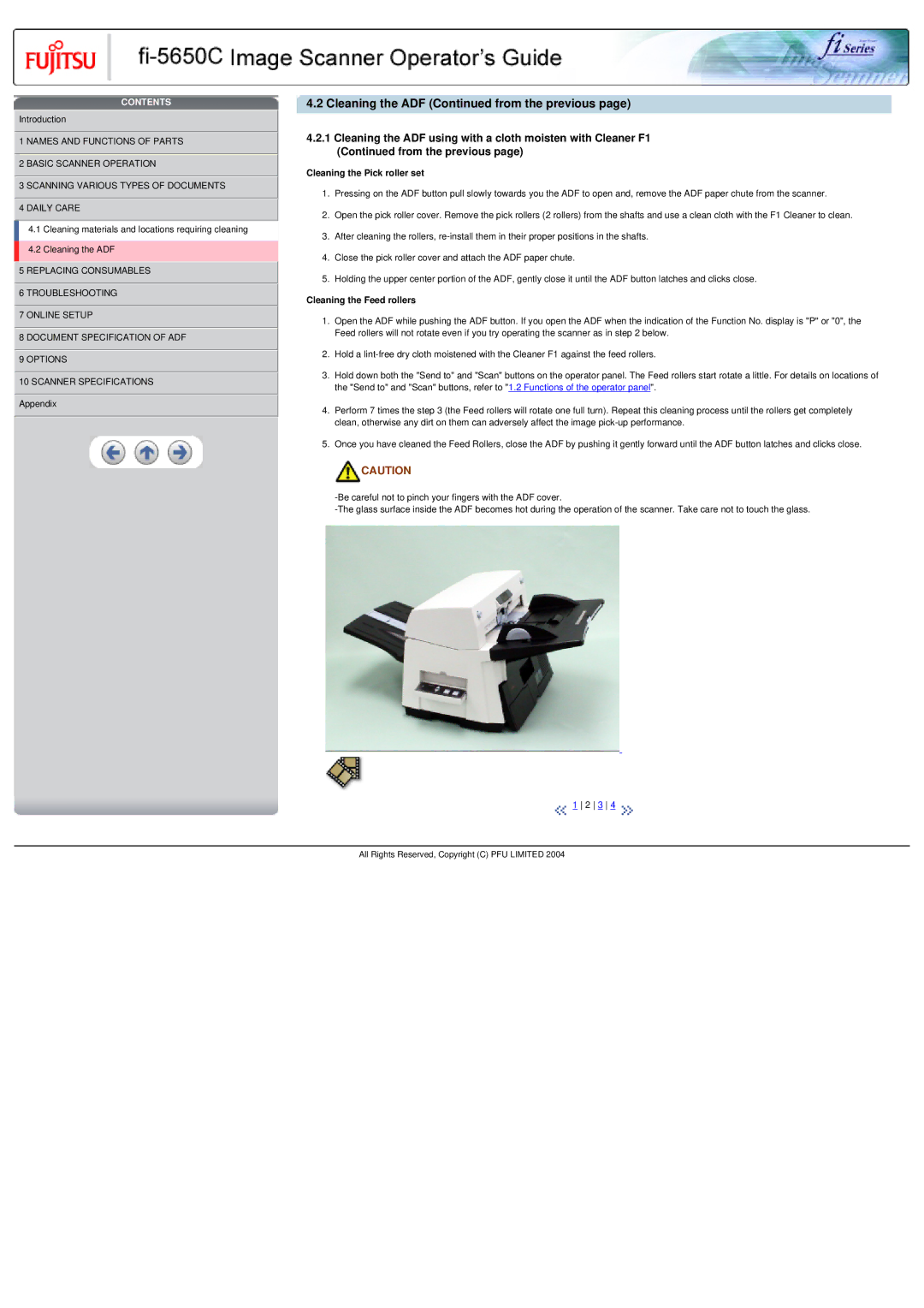 Fujitsu fi-5650C specifications Cleaning the ADF from the previous, Cleaning the Pick roller set 