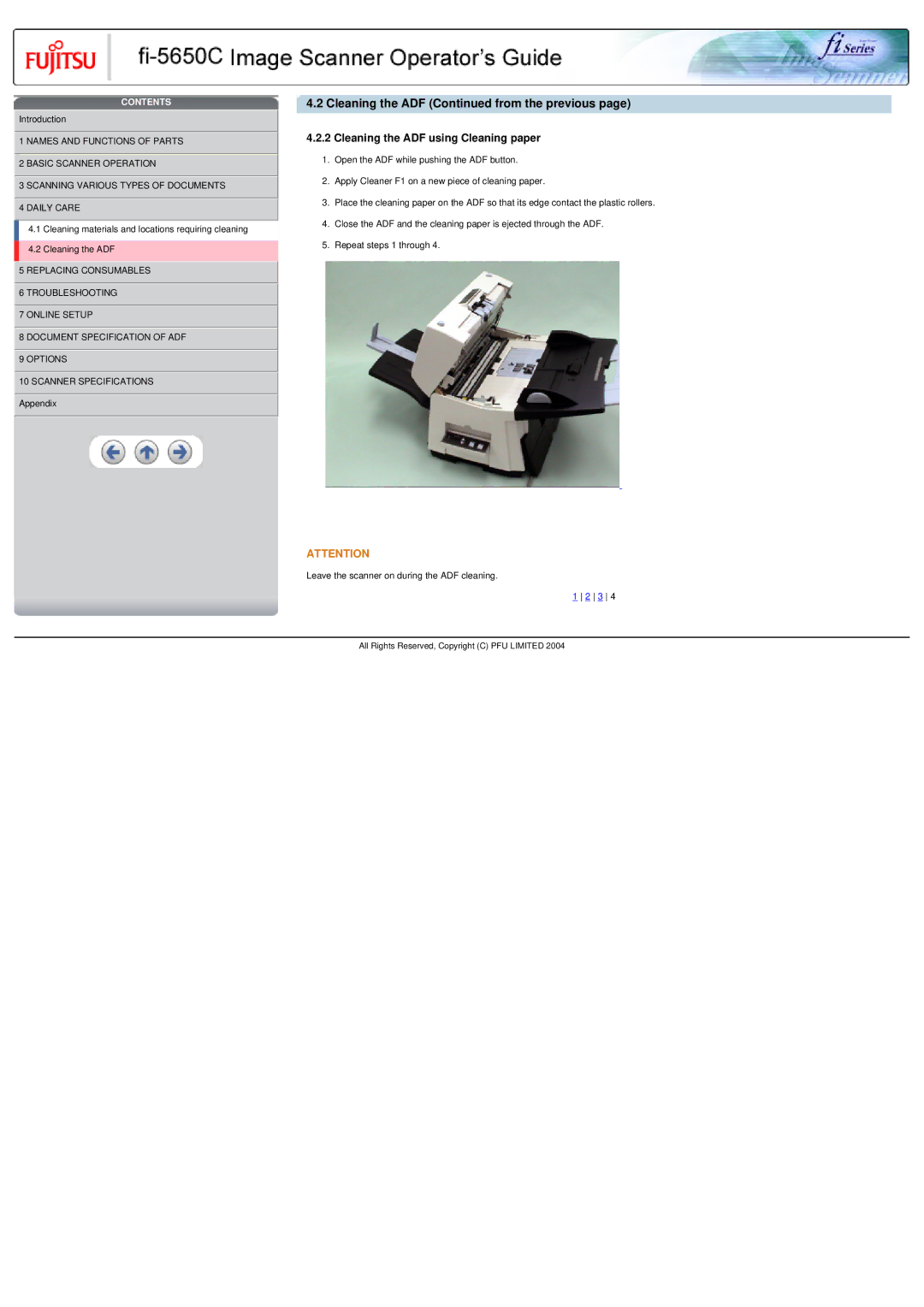 Fujitsu fi-5650C specifications Cleaning the ADF using Cleaning paper 