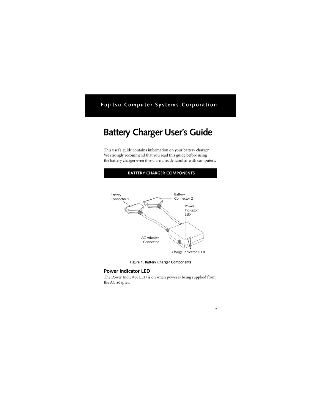 Fujitsu FJBC-GP manual Power Indicator LED, Battery Charger Components 