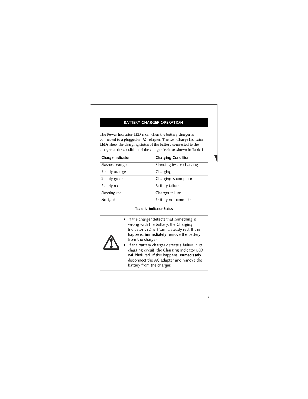 Fujitsu FJBC-GP manual Battery Charger Operation, Charge Indicator Charging Condition 