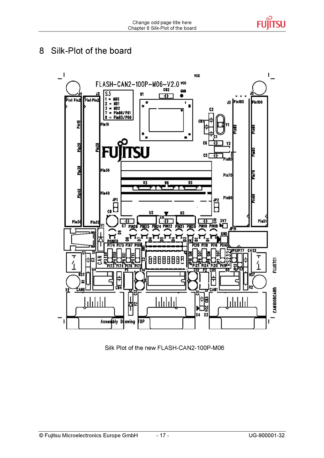 Fujitsu FLASH-CAN-100, FMC-16LX FAMILY manual Silk-Plot of the board, Silk Plot of the new FLASH-CAN2-100P-M06 