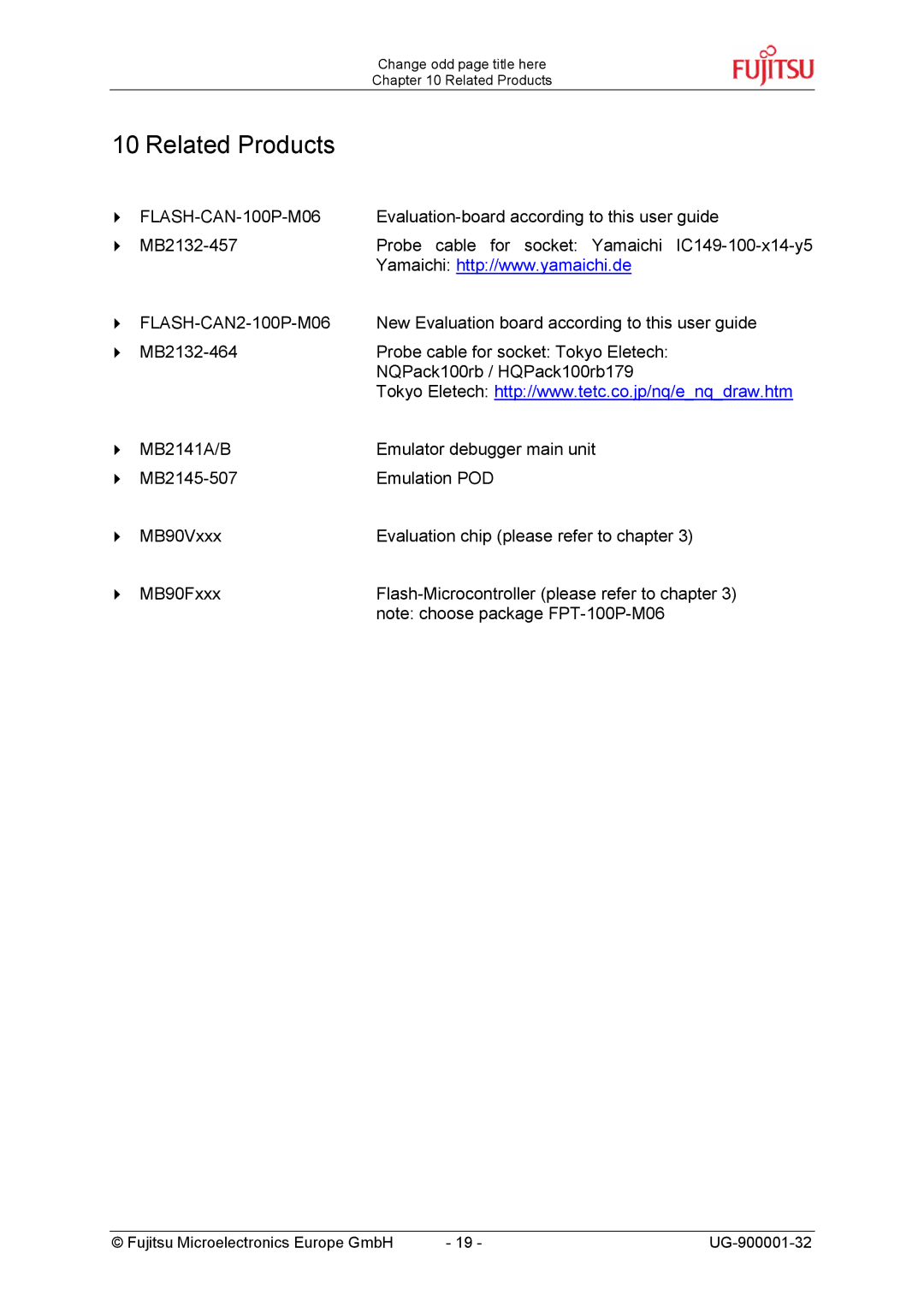 Fujitsu FLASH-CAN-100, FMC-16LX FAMILY manual Related Products 