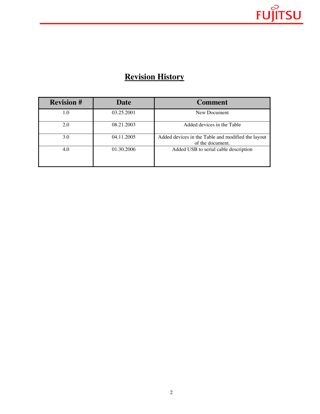 Fujitsu FMC-16LX/FR manual Revision History 