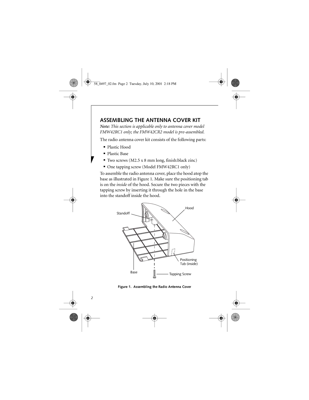 Fujitsu FMW42RC2, FMW42RC1 manual Assembling the Antenna Cover KIT, Assembling the Radio Antenna Cover 