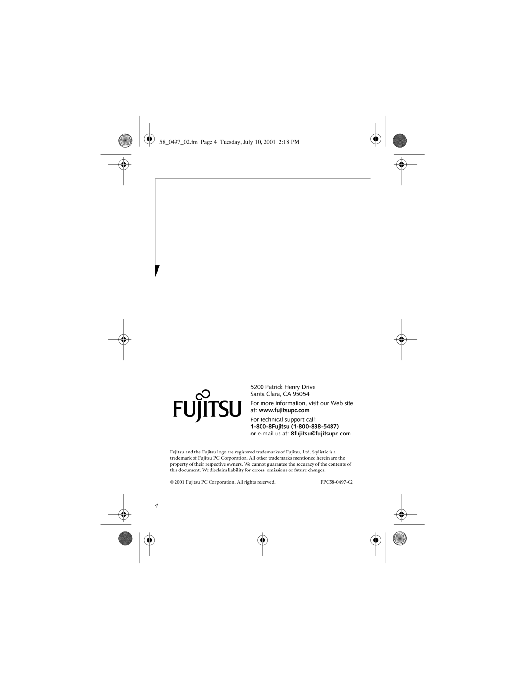 Fujitsu FMW42RC2, FMW42RC1 manual 800-8Fujitsu Or e-mail us at 8fujitsu@fujitsupc.com 