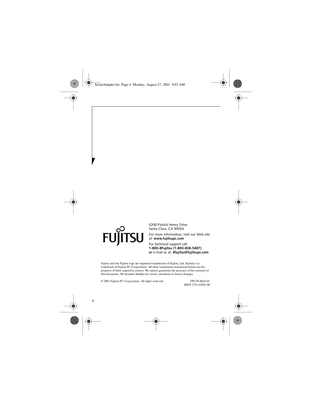 Fujitsu FMW43SA1 manual 800-8Fujitsu Or e-mail us at 8fujitsu@fujitsupc.com 