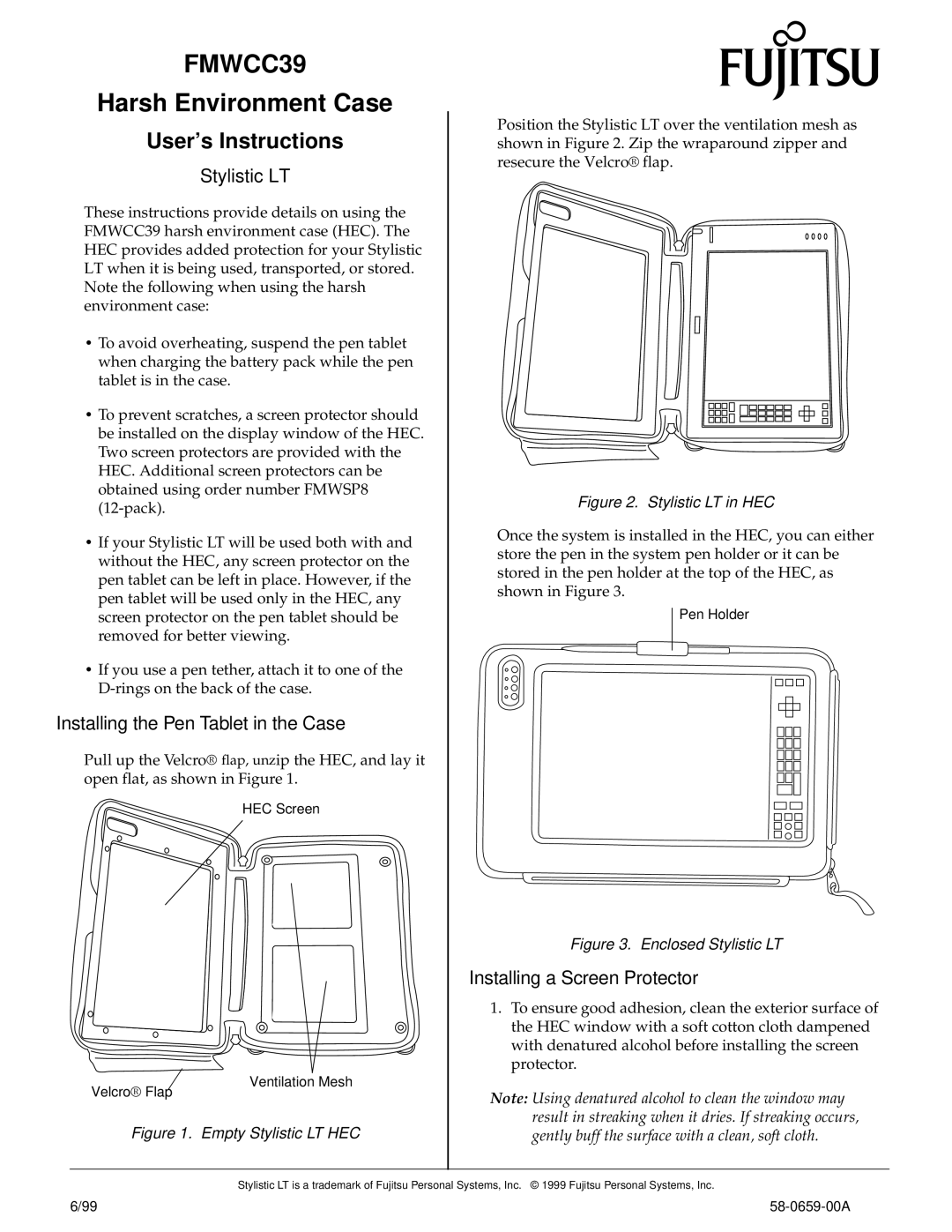 Fujitsu FMWCC39 manual Harsh Environment Case, User’s Instructions 