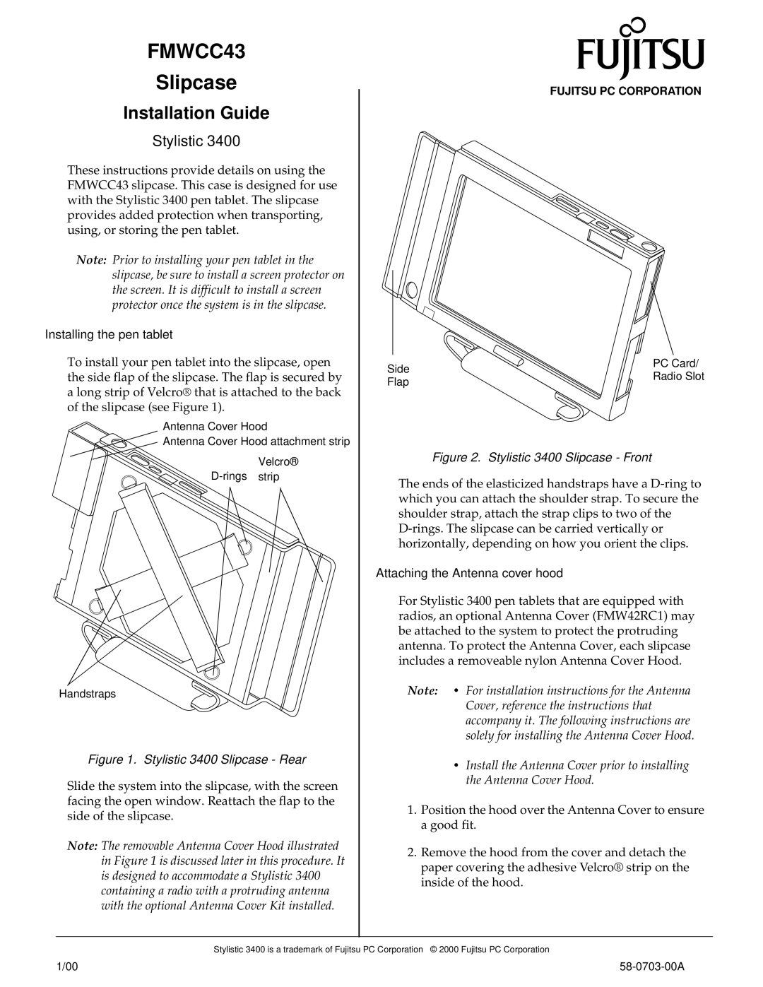 Fujitsu FMWCC43 installation instructions Slipcase, Installation Guide, Stylistic 