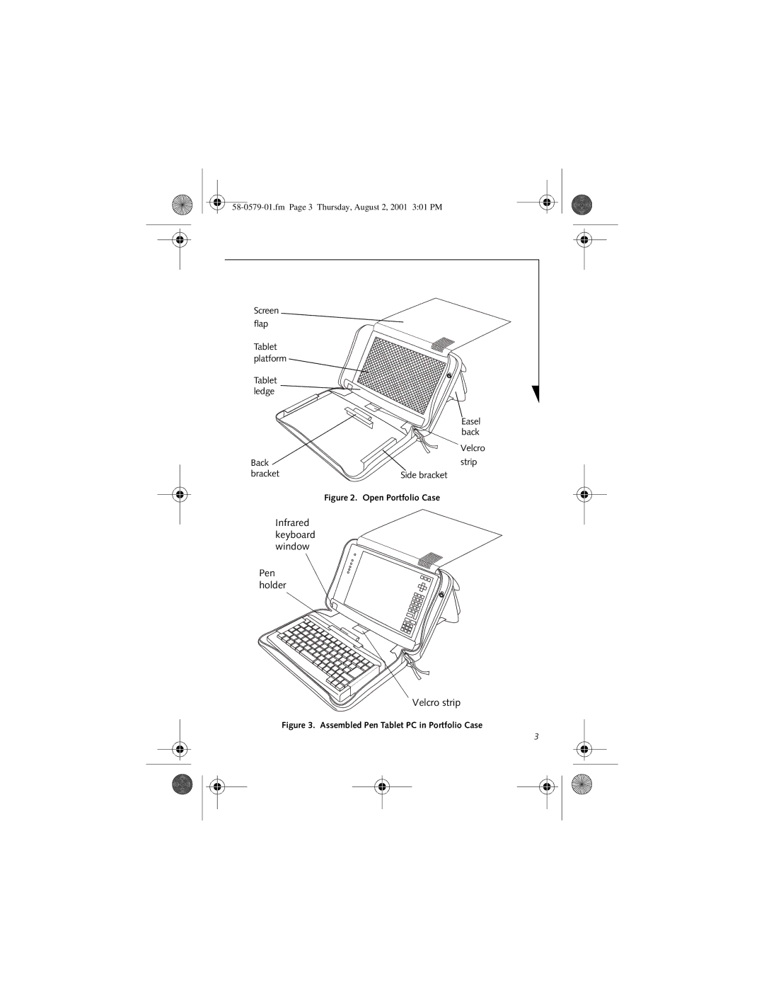 Fujitsu FMWCC45 manual Infrared keyboard window Pen holder Velcro strip 