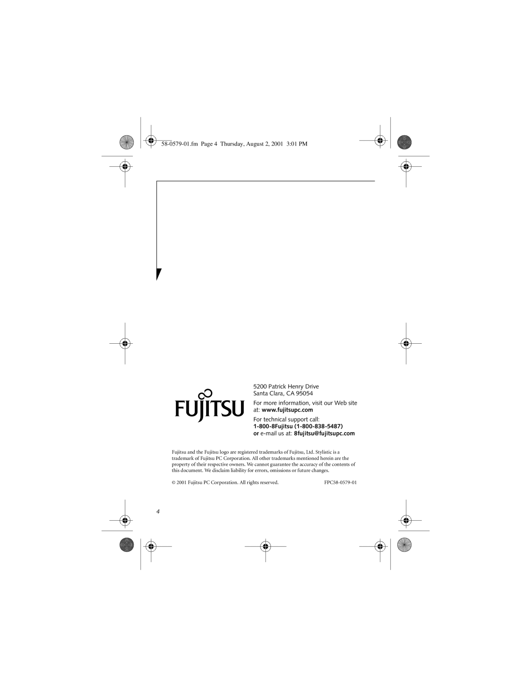 Fujitsu FMWCC45 manual 800-8Fujitsu Or e-mail us at 8fujitsu@fujitsupc.com 