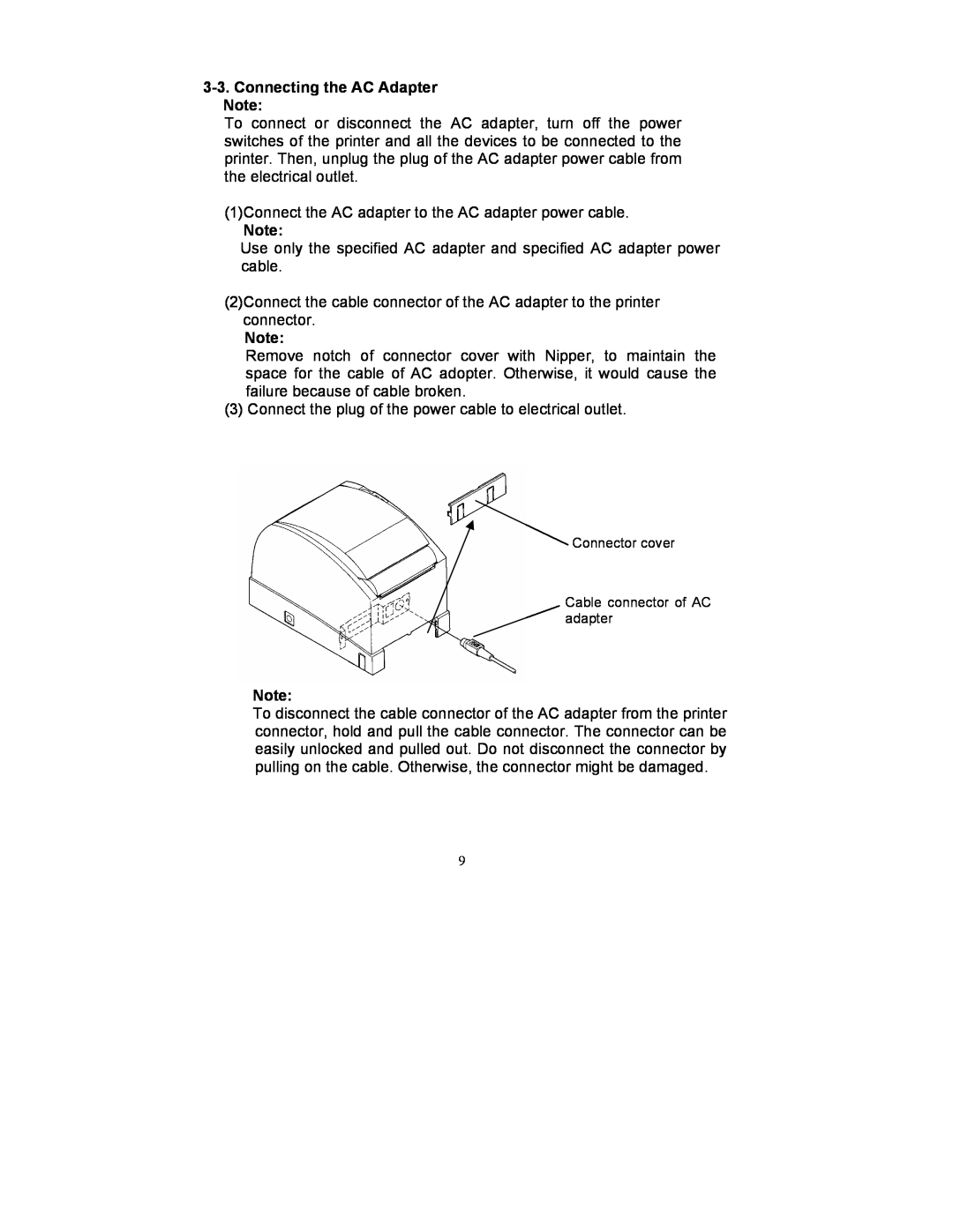 Fujitsu FP-410 user manual Connecting the AC Adapter 