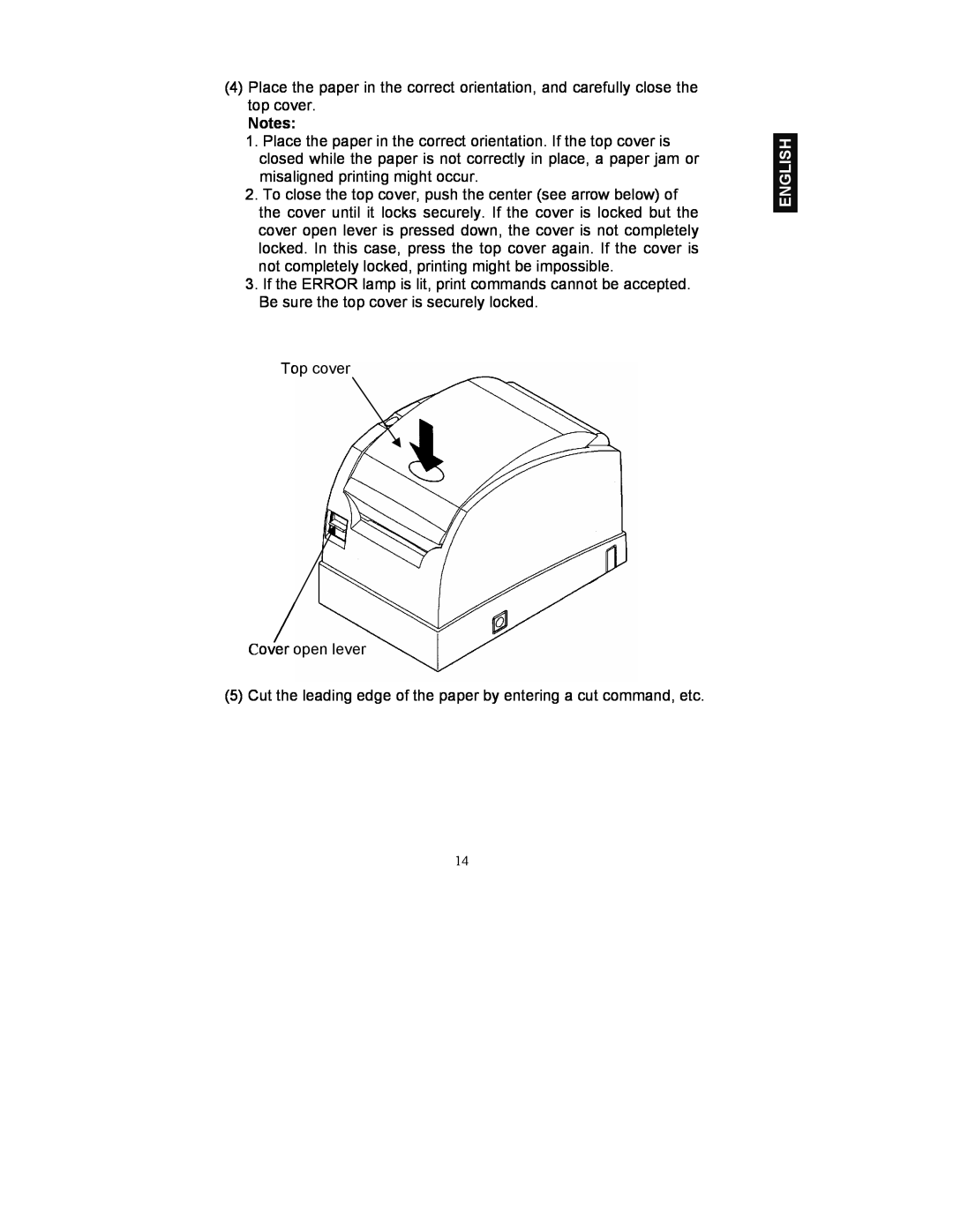 Fujitsu FP-410 user manual Top cover Cover open lever, English 