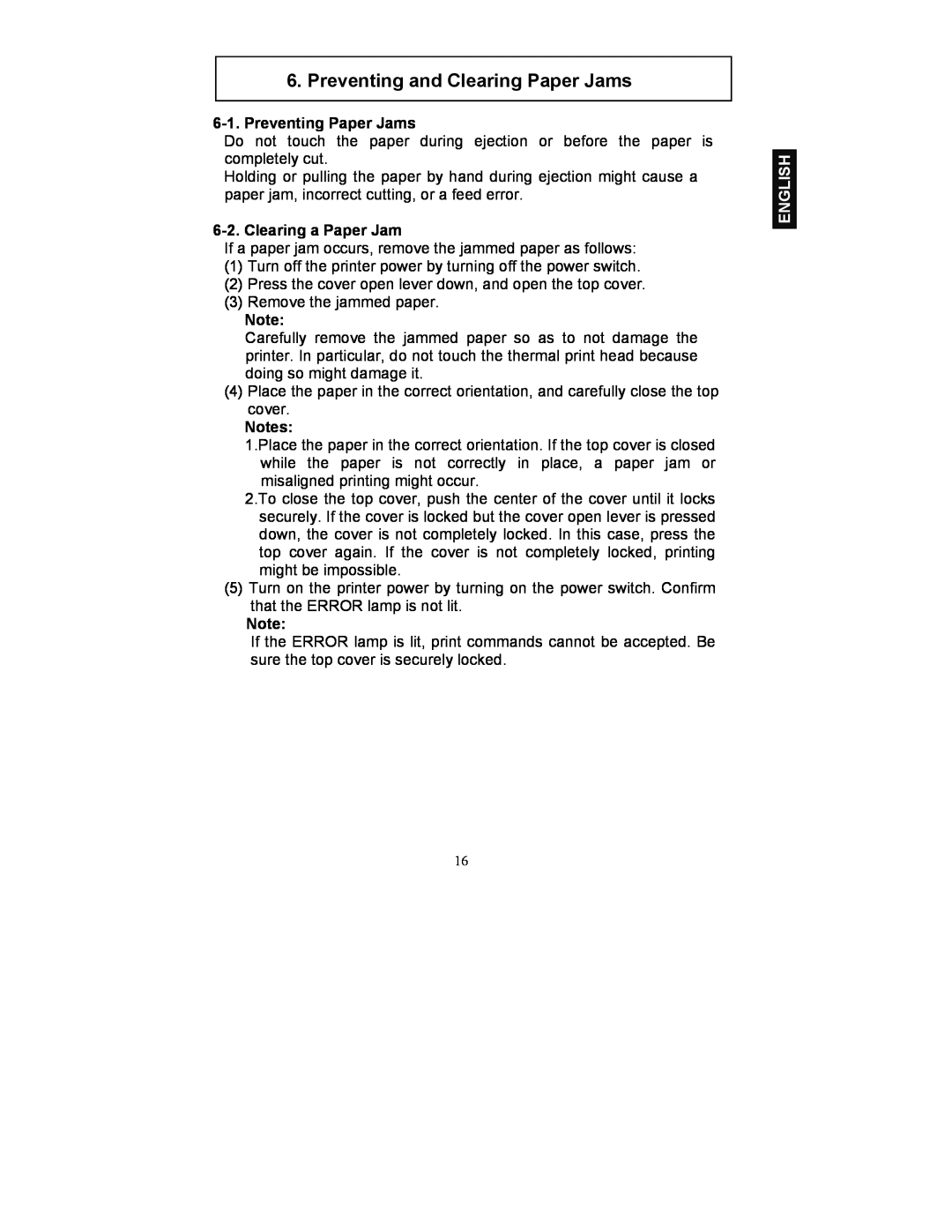 Fujitsu FP-410 user manual Preventing and Clearing Paper Jams, Preventing Paper Jams, Clearing a Paper Jam, English 
