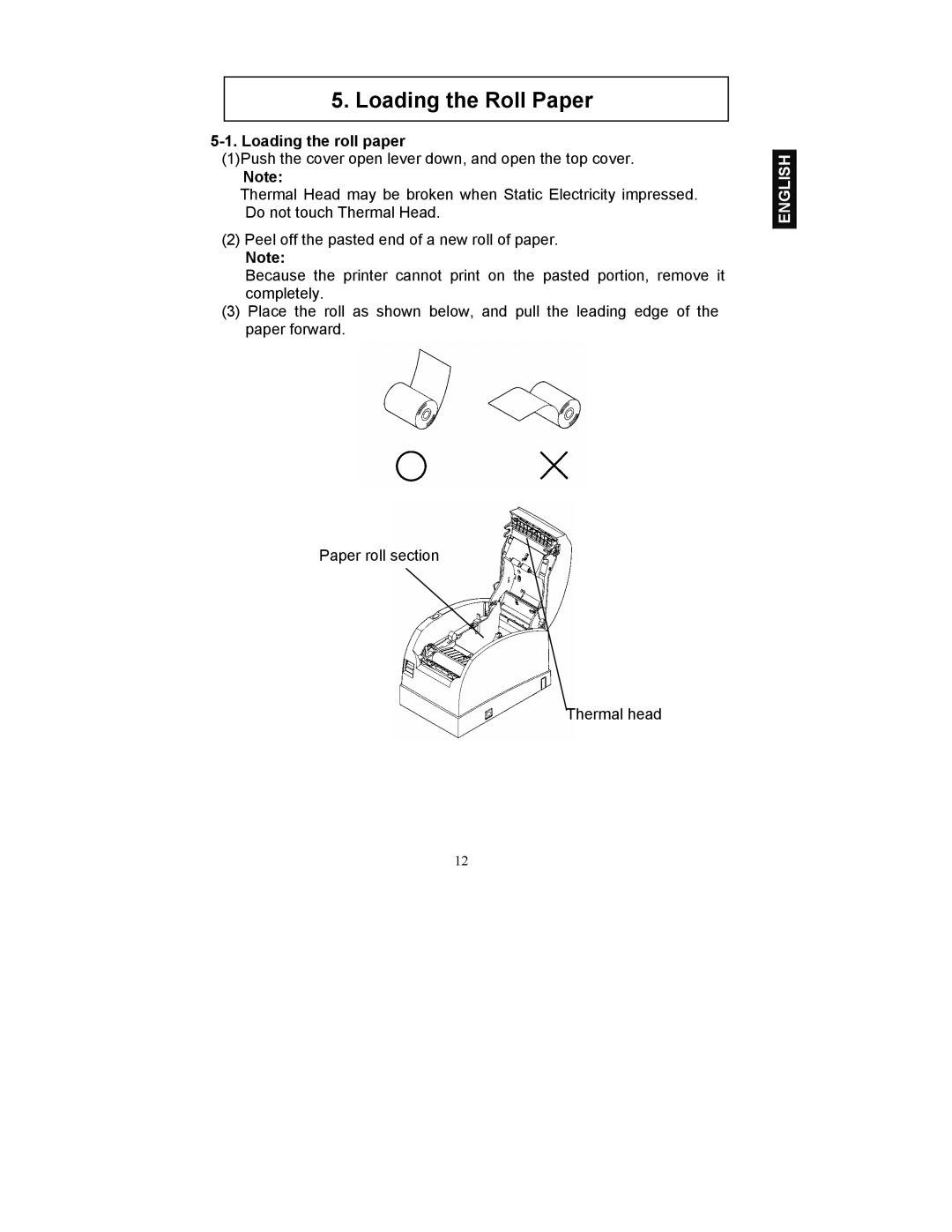 Fujitsu FP-410 user manual Loading the Roll Paper, Loading the roll paper 