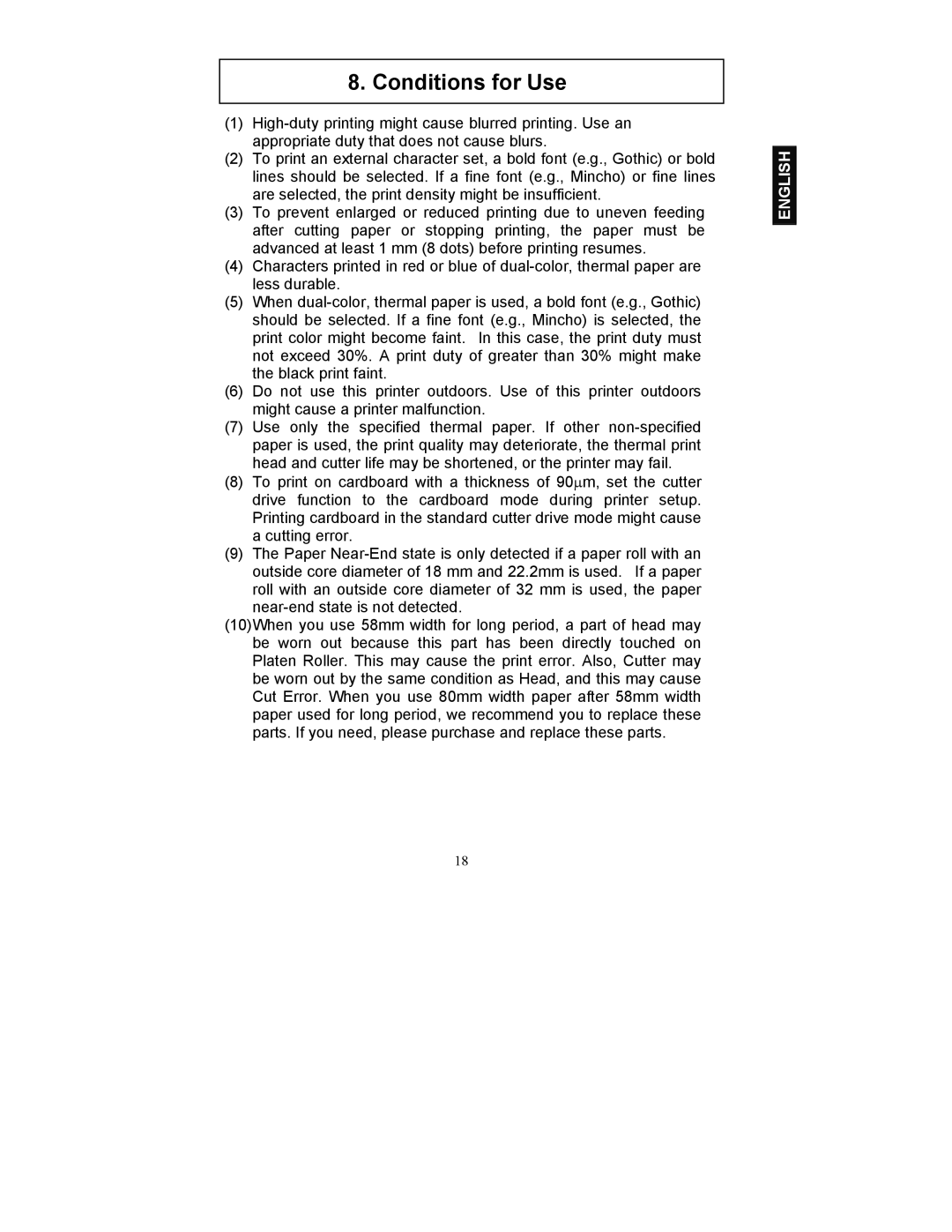 Fujitsu FP-410 user manual Conditions for Use 