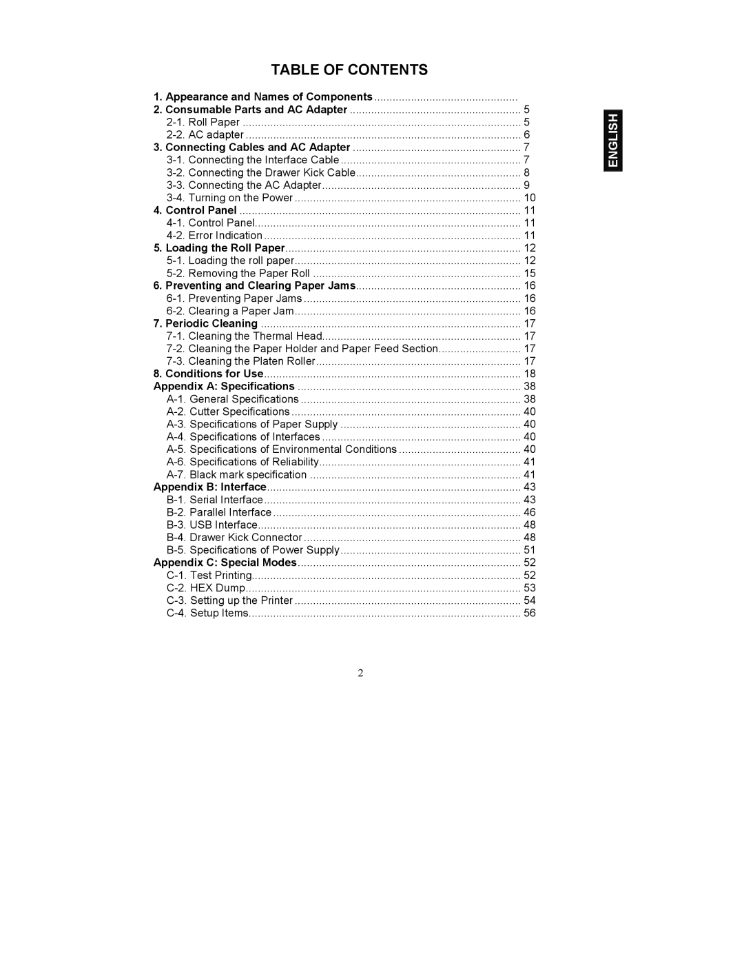 Fujitsu FP-410 user manual Table of Contents 