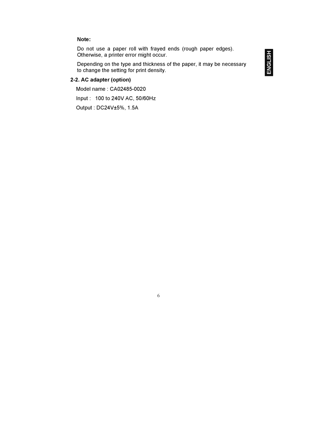 Fujitsu FP-410 user manual AC adapter option 