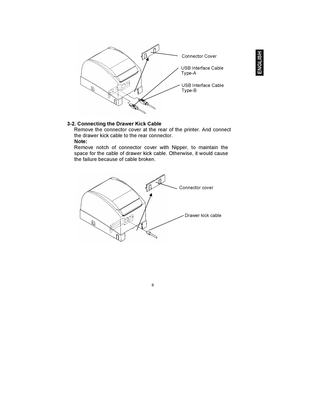 Fujitsu FP-410 user manual Connecting the Drawer Kick Cable 