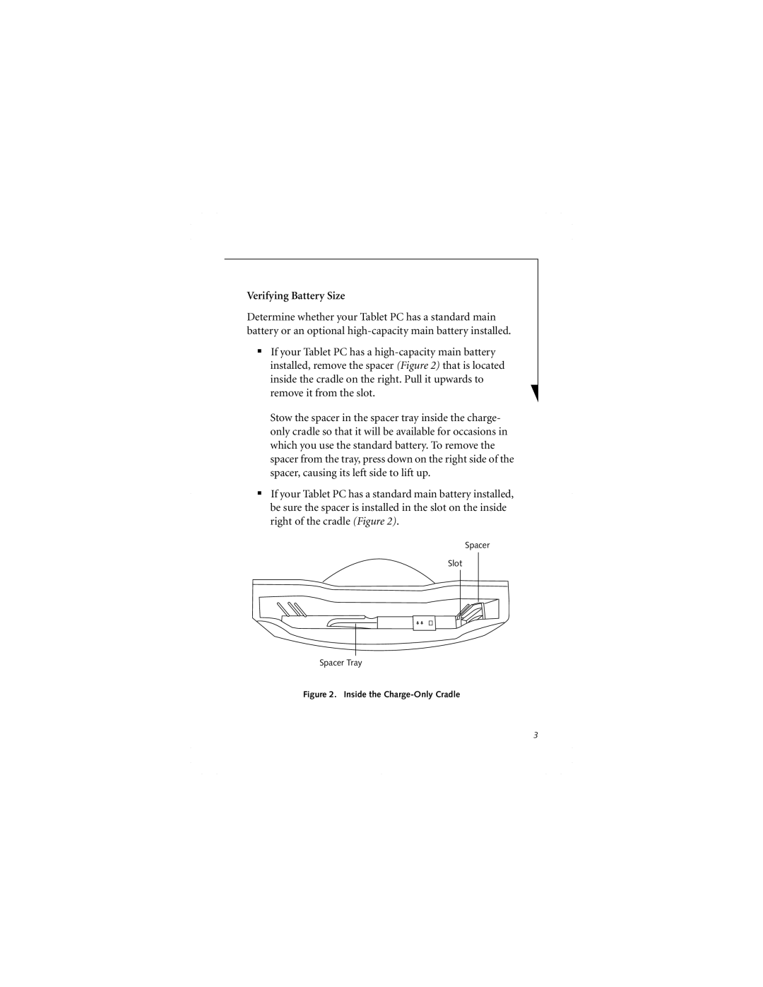 Fujitsu FPCCR05 manual Verifying Battery Size, Inside the Charge-Only Cradle 