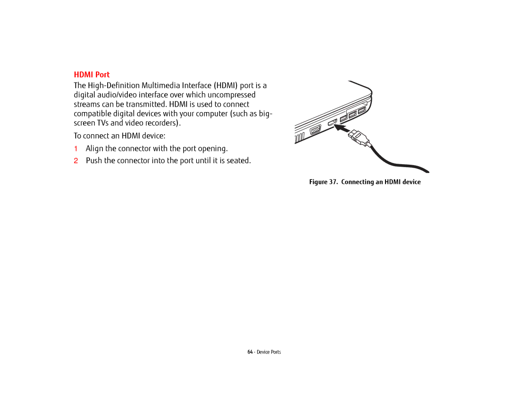 Fujitsu FPCR35161, FPCR47651, AH532 manual Hdmi Port, Connecting an Hdmi device 