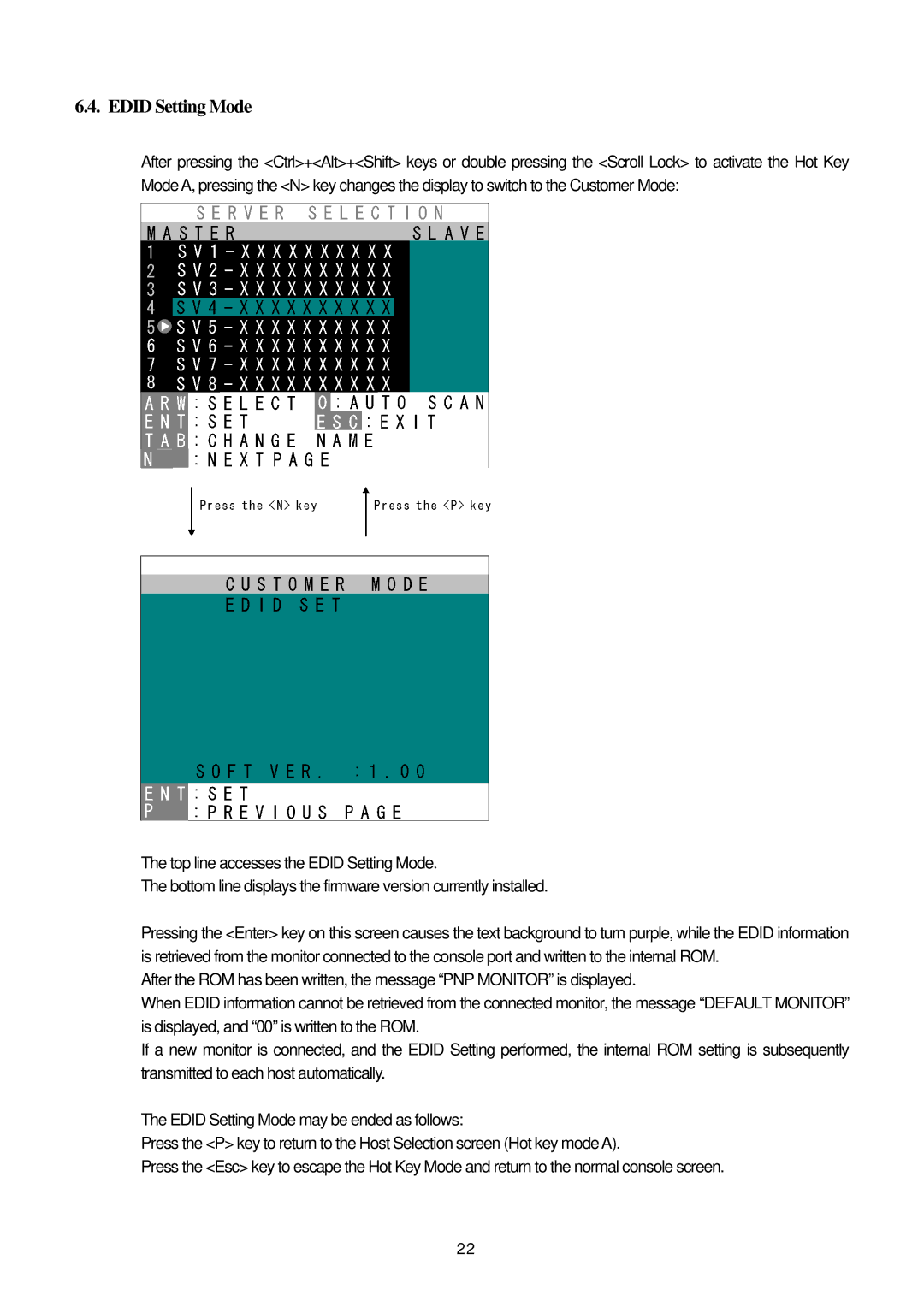 Fujitsu FS-1004MU, FS-1008MU user manual Edid Setting Mode 