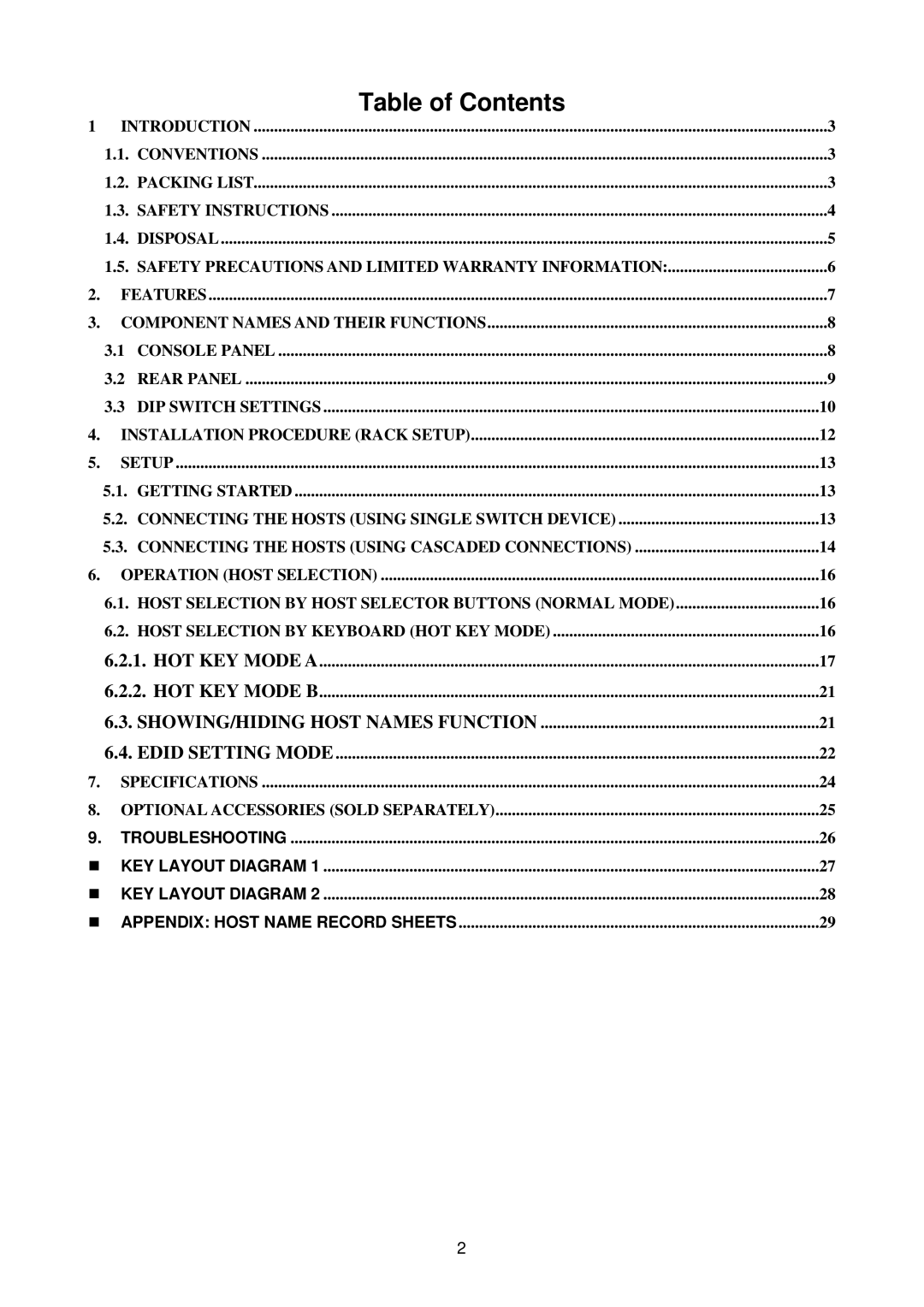 Fujitsu FS-1004MU, FS-1008MU user manual Table of Contents 