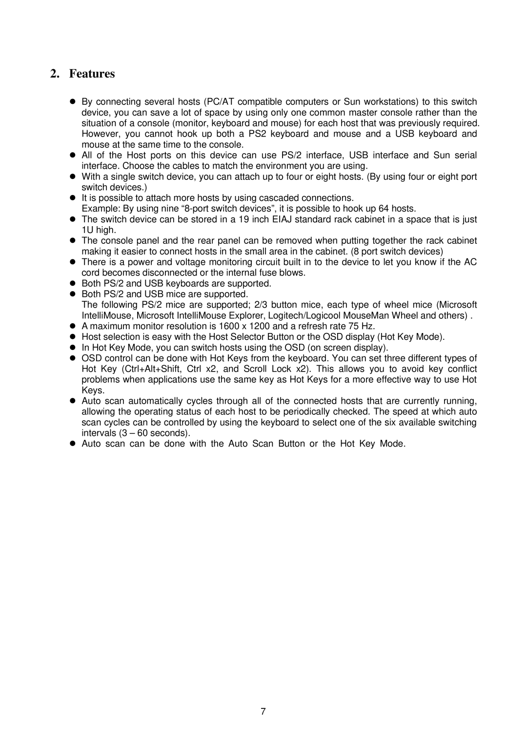 Fujitsu FS-1008MU, FS-1004MU user manual Features 