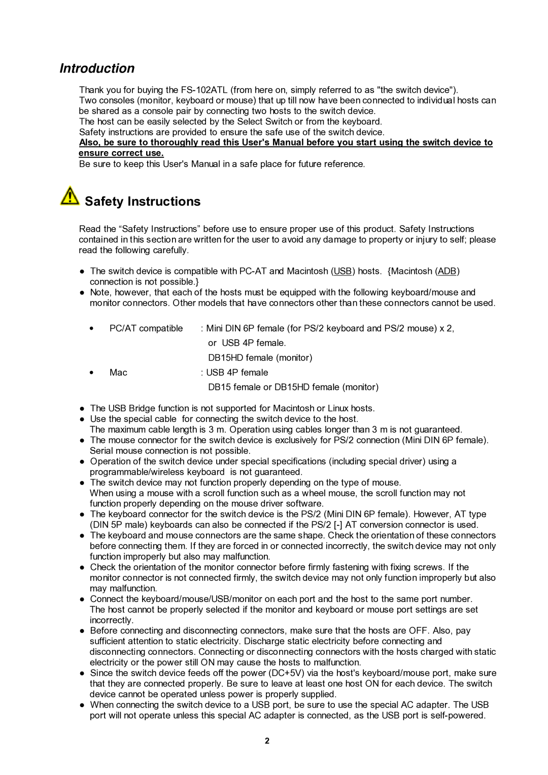 Fujitsu NC14003-T256/L, FS-102ATL user manual Introduction, Safety Instructions 